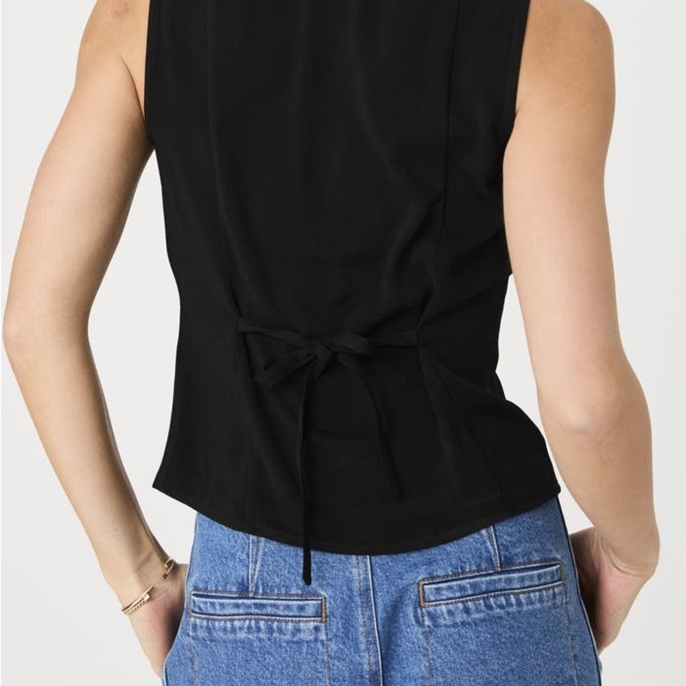 French Connection Black Ruffled Top - Picture 2 of 12
